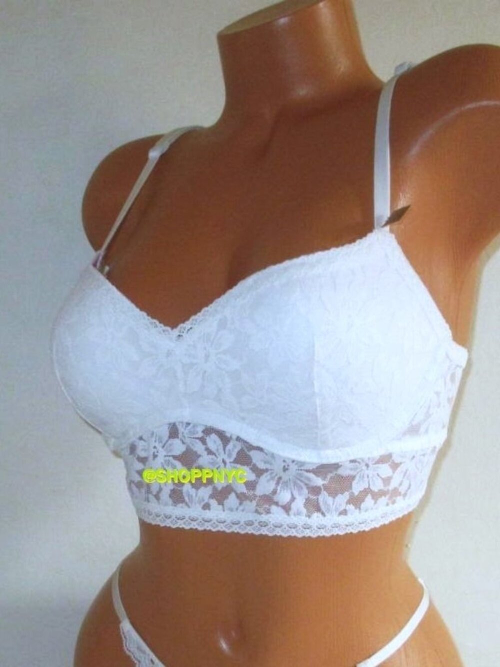 Victoria Secret PINK Lace Push Up Bralette Bra Strappy Back White XL-38D 40B 40C